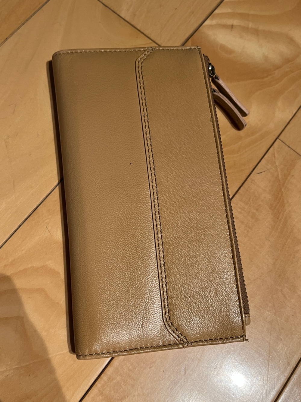 Tan Leather Zip Wallet